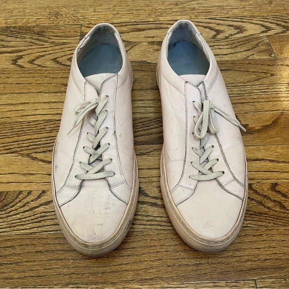 Common Projects Men’s Original Achilles Leather Sneakers In Pink - Picture 9 of 12